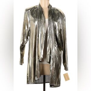 NWT Vintage Three Flaggs Edith Flagg California Gold Lamé Open Front Top sz M